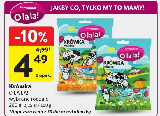 Krówka O La La! mleczna wybrane rodzaje promocja w Intermarche