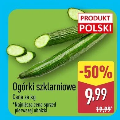 Ogórki szklarnowe promocja w Aldi