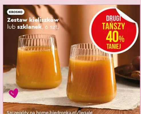 Zestaw kieliszków lub szklanek, 6 szt. DRUGI -40% promocja w Biedronka