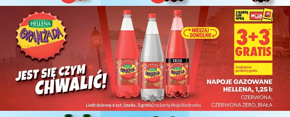 Napój gazowany Hellena Oranżada czerwona promocja w Biedronka