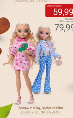 Zestaw z lalką Barbie Malibu JGH87 promocja w Smyk