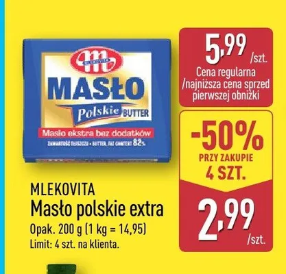 Masło polskie extra Mlekovita promocja w Aldi