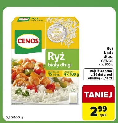 Ryż biały długi Cenos 4-pak 100 g promocja w Carrefour Express