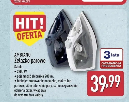 Żelazko parowe Ambiano promocja w Aldi