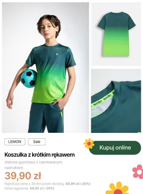 Koszulka z krótkim rękawem Coccodrillo Lemon zielona sportowa z cieniowanym nadrukiem promocja w Coccodrillo