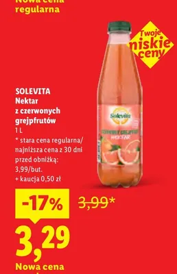 Nektar z czerwonych grejpfrutów Solevita promocja w Lidl