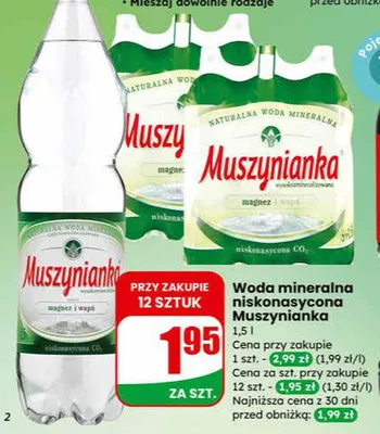 Woda mineralna niskonasycona Muszynianka promocja w Dino