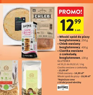 Ciastka owsiane z czekoladą bezglutenowe Glutenex promocja w Intermarche