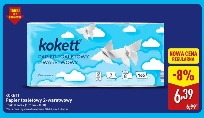 Papier toaletowy 2-warstwowy 8-pak Kokett promocja w Aldi