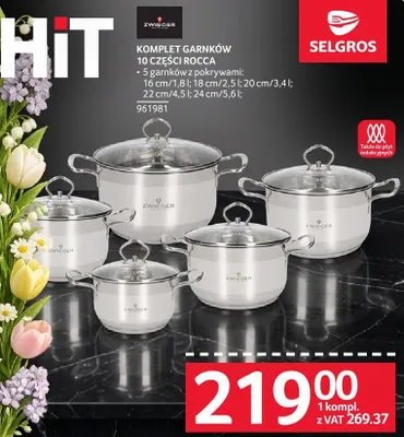 Komplet garnków 10 części Rocca promocja w Selgros