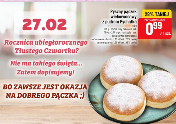 Pyszny pączek wieloowocowy z pudrem Pychatka promocja w POLOmarket
