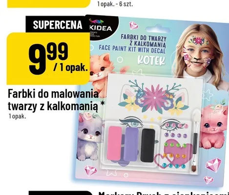 Farbki do malowania twarzy z kalkomanią KIDEA promocja w POLOmarket