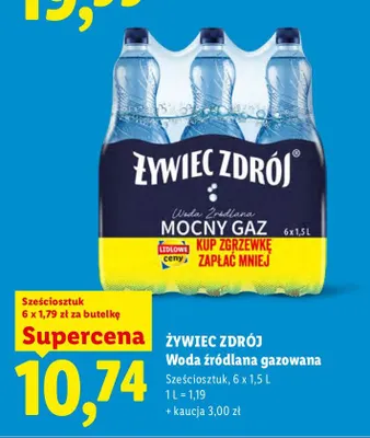 Woda źródlana gazowana Żywiec Zdrój 6-pak promocja w Lidl