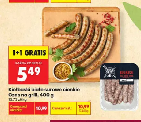 Kiełbaski białe surowe cienkie Czas na grill promocja w Biedronka