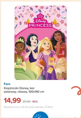Księżniczki Disney koc polarowy różowy 100x140 cm Faro promocja w Smyk