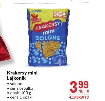 Krakersy mini Lajkonik ser z cebulką promocja w Makro