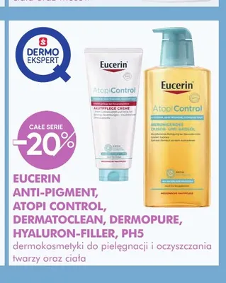 Dermokosmetyki do pielęgnacji i oczyszczania twarzy oraz ciała Eucerin Anti-Pigment, Atopi Control, DermatoClean, DermoPure, Hyaluron-Filler, pH5 promocja w Super-Pharm