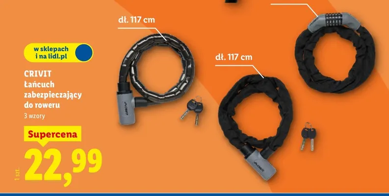 Łańcuch zabezpieczający do roweru promocja w Lidl