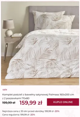 Komplet pościeli z bawełny satynowej Palmaso 160x200 cm z 2 poszewkami 70x80 promocja w home&you