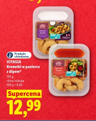 Krewetki w panierce z dipem sweet chilli Vitasia promocja w Lidl