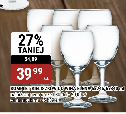 Komplet kieliszków do wina Elena 6x340 ml promocja w bi1