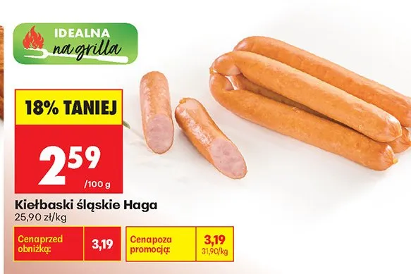 Kiełbaski śląskie Haga promocja w Biedronka