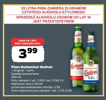Piwo Budweiser Budvar Original promocja w Netto