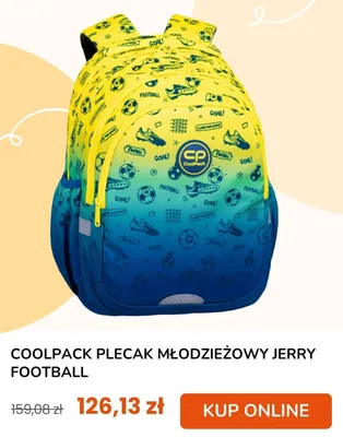 Plecak młodzieżowy CoolPack Jerry Football promocja w taniaksiazka.pl