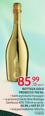 Prosecco Bottega Gold 750ml promocja w Selgros