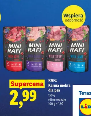 Karma mokra dla psa Mini Rafi z indykiem promocja w Lidl