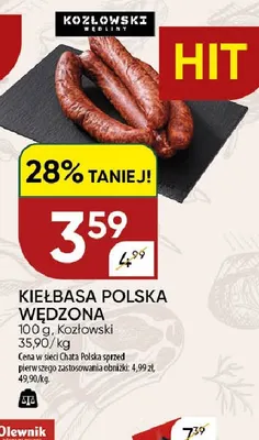 Kiełbasa polska wędzona Kozłowski promocja w Chata Polska