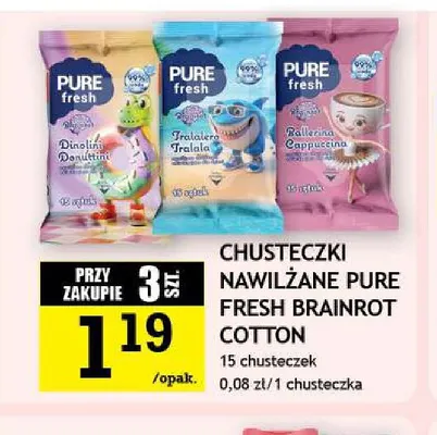 Chusteczki nawilżane Pure Fresh Brainrot Cotton Ballerina Cappuccina promocja w Gram Market