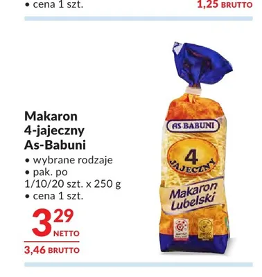 Makaron 4-jajeczny As-Babuni promocja w Makro
