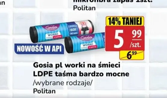 Worki na śmieci Gosia promocja w API Market