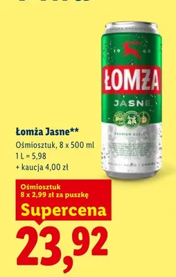 Piwo Łomża Jasne 8-pak promocja w Lidl