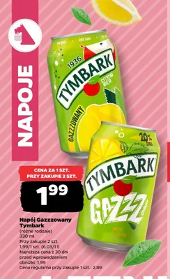 Napój gazzzowany Tymbark cytryna mięta promocja w Netto