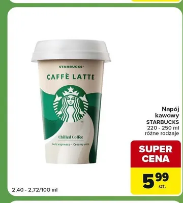 Napój kawowy Starbucks Caffè Latte promocja w Carrefour Express
