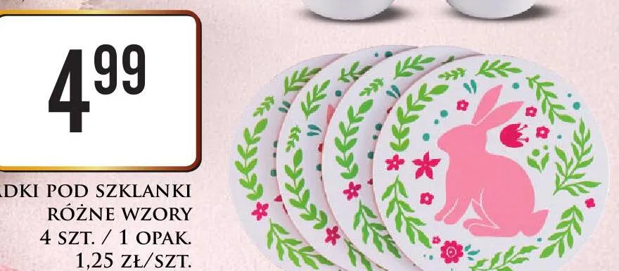 Podkładki pod szklanki 4 szt. Dino promocja w Dino