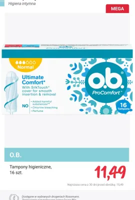 Tampony higieniczne promocja w Rossmann