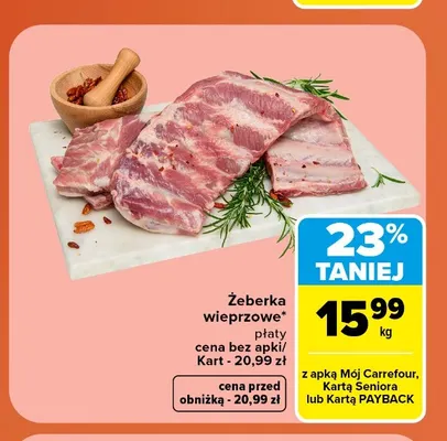 Żeberka wieprzowe płaty promocja w Carrefour