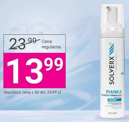 Pianka do mycia i demakijażu Solverx Atopic Skin promocja w Hebe