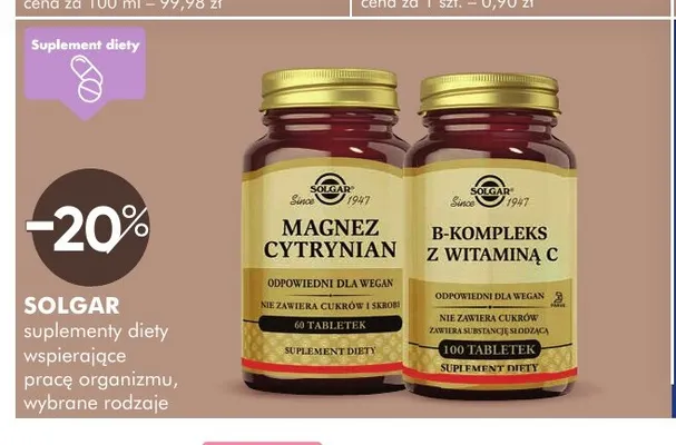 B-kompleks z witaminą C Solgar promocja w Super-Pharm