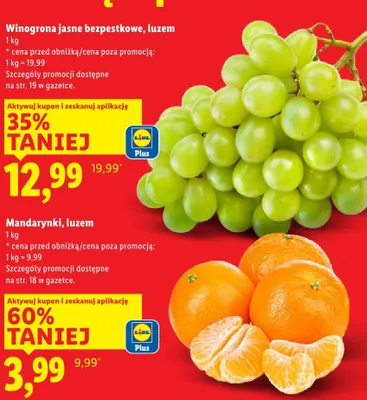 Winogrona jasne bezpestkowe, luzem promocja w Lidl
