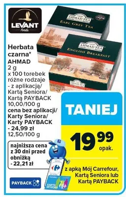 Herbata czarna Ahmad promocja w Carrefour