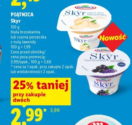 Skyr Piątnica czarna porzeczka z nutą lawendy promocja w Lidl