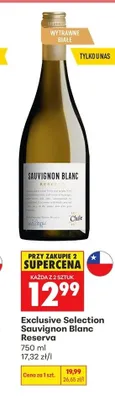 Wino białe wytrawne Exclusive Selection Sauvignon Blanc Reserva promocja w Biedronka