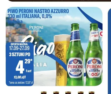 Piwo bezalkoholowe Peroni Nastro Azzurro promocja w Tomi Markt