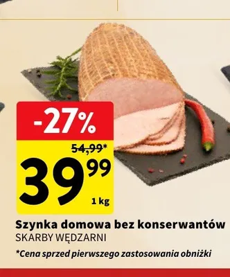 Szynka domowa bez konserwantów Skarby Wędzarni promocja w Intermarche