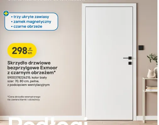 Skrzydło drzwiowe bezprzylgowe Exmoor z czarnym obrzeżem promocja w Castorama