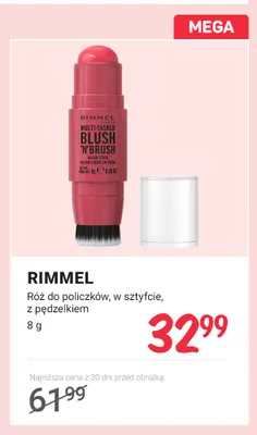Róż do policzków w sztyfcie Rimmel Multi-Tasker Blush 'N' Brush promocja w Rossmann